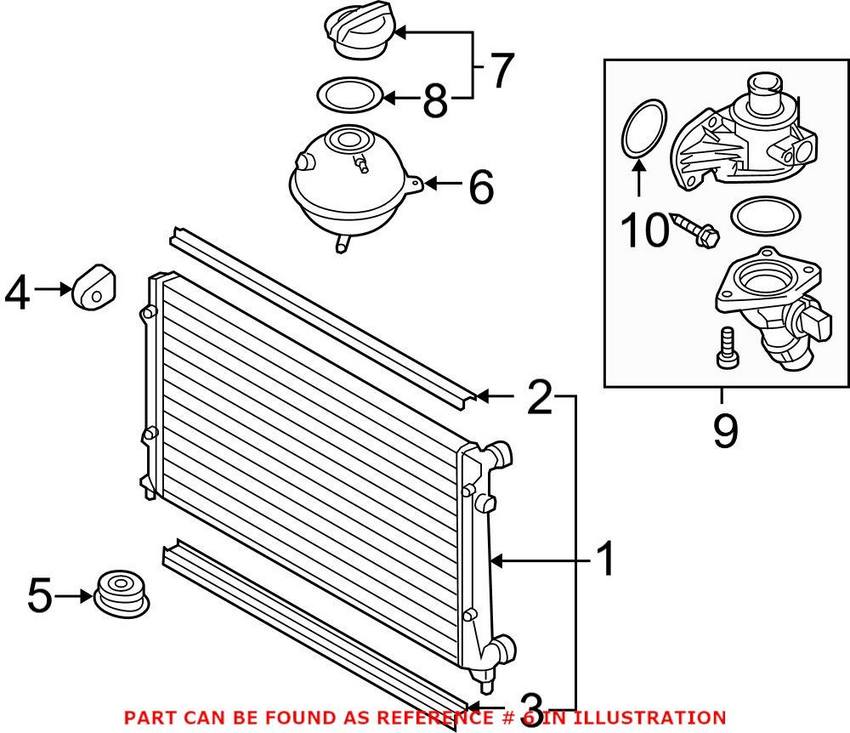 VW Engine Coolant Reservoir 1K0121407A Genuine VW/Audi 1K0121407F